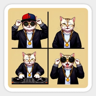 Hip-Hop Cat Photo Poses Sticker